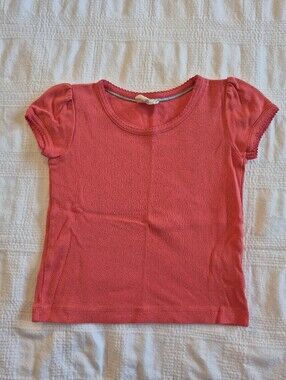 Mini Boden girls 3-4 years pointelle coral shirt sleeve shirt GUC for fade